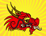 Dibujo Cabeza de dragón rojo pintado por amalia