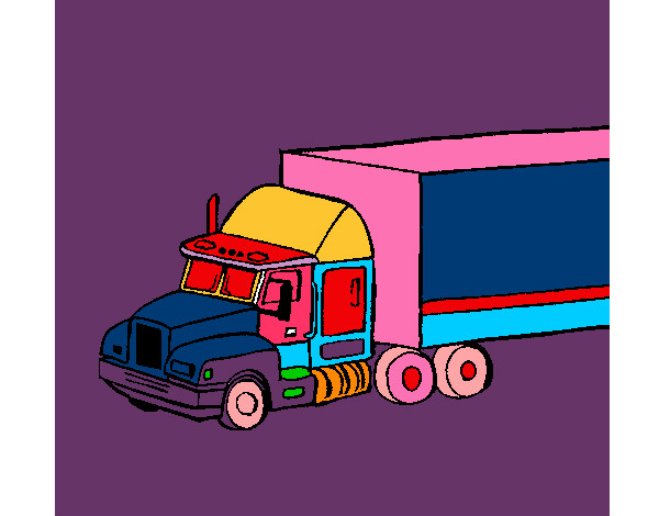 Dibujo Camión tráiler pintado por PIQUI