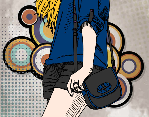 Dibujo Chica con bolso pintado por elibert