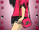 Dibujo Chica con bolso pintado por heylin