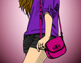 Dibujo Chica con bolso pintado por lara308