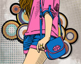 Dibujo Chica con bolso pintado por melani123