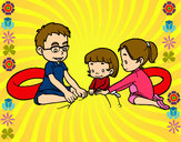 Dibujo Familia en la playa pintado por princesa84
