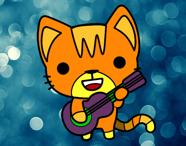 Dibujo Gato guitarrista pintado por CATAFA