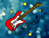 Dibujo Guitarra y estrellas pintado por lara308