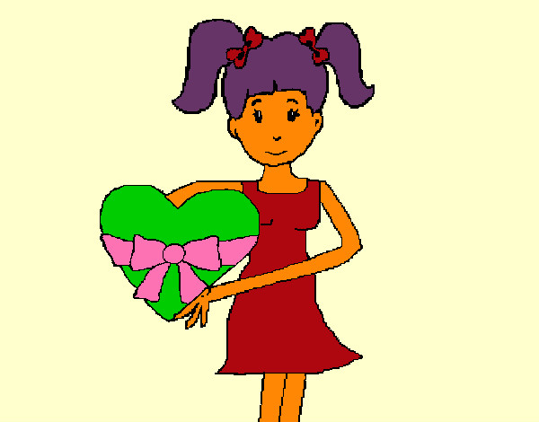 Dibujo Jovencita corazón pintado por fmarfil