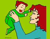 Dibujo Madre con su bebe 1 pintado por solana1611