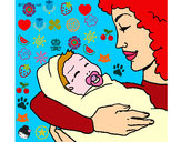 Dibujo Madre con su bebe II pintado por cucuicamis
