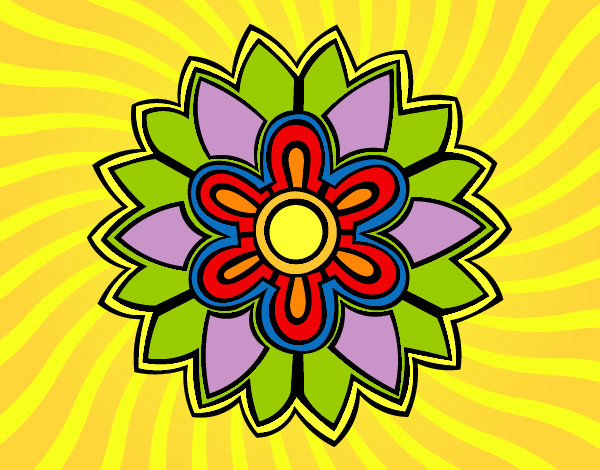 Dibujo Mándala con forma de flor weiss pintado por maravilla