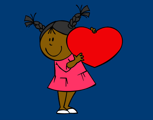 Dibujo Niña con corazón pintado por laloloco