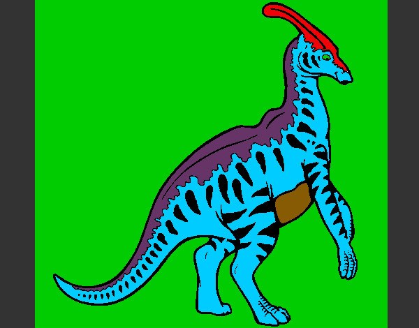 Dibujo Parasaurolofus con rayas pintado por servain