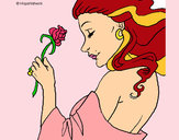 Dibujo Princesa con una rosa pintado por Karool