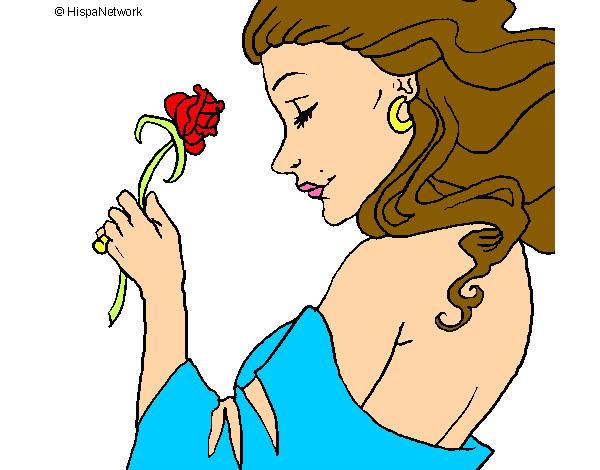 Dibujo Princesa con una rosa pintado por lidia12