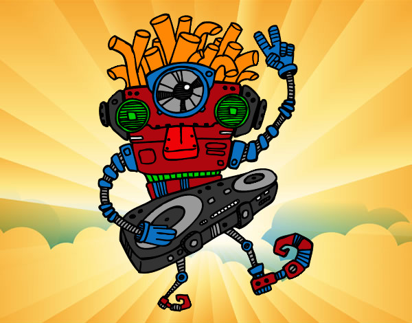 Dibujo Robot DJ pintado por paticla21