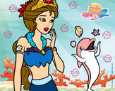 Dibujo Sirena con delfín pintado por maravilla