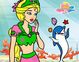 Dibujo Sirena con delfín pintado por melani123