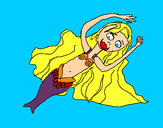 Dibujo Sirena con larga melena 2 pintado por Helga