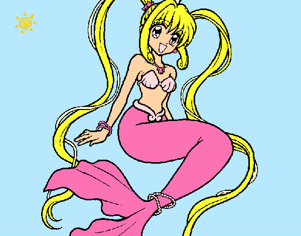 Dibujo Sirena con perlas pintado por cleoh2o