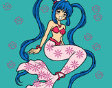 Dibujo Sirena con perlas pintado por fran-yeli