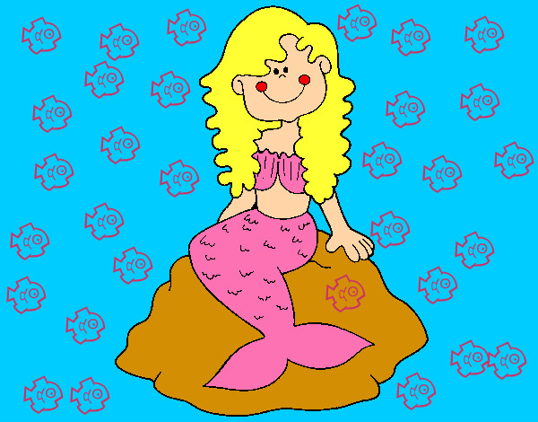 Dibujo Sirena sentada en una roca pintado por alexmar