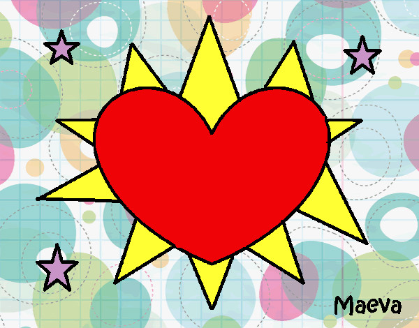 Dibujo Sol en forma de corazón pintado por Helga