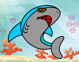 Dibujo Tiburón nadando pintado por Geran