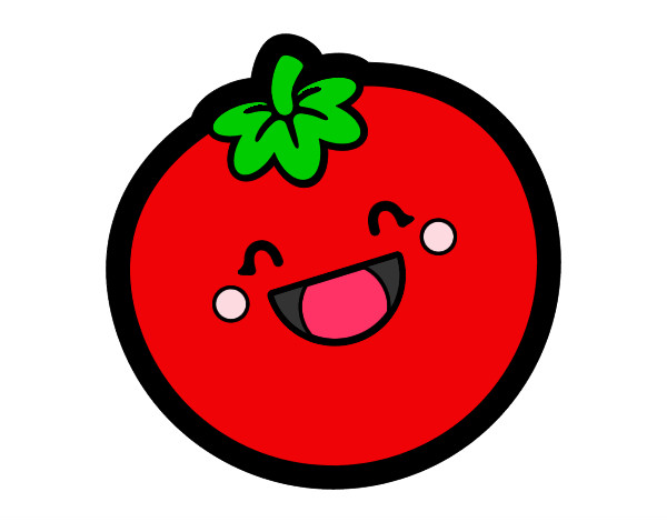 Dibujo Tomate sonriente pintado por cami444