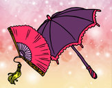 Dibujo Abanico y paraguas pintado por Vale1D