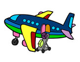 Dibujo Avión cargando equipaje pintado por hendrick