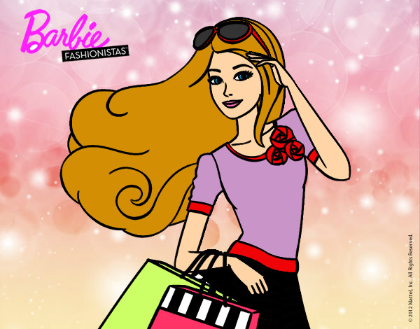 Dibujo Barbie con bolsas pintado por vickylindy