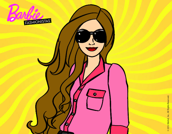 Dibujo Barbie con gafas de sol pintado por vickylindy