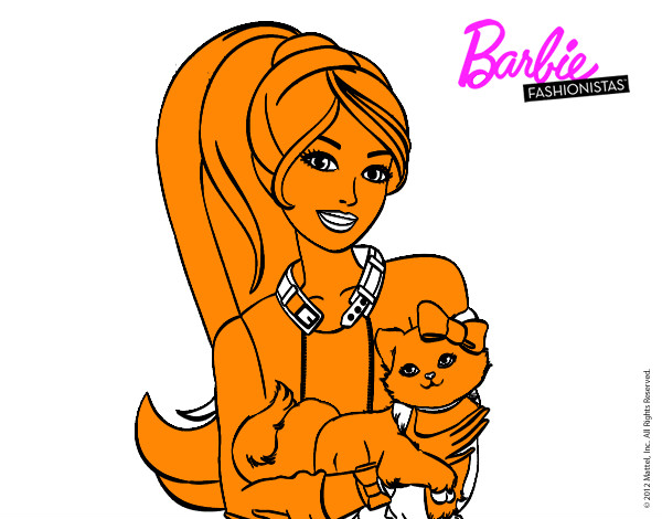 Barbie con su linda gatita