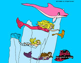 Dibujo Barbie nadando con sirenas pintado por ambargape