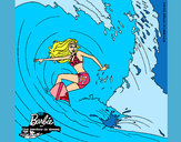 Dibujo Barbie practicando surf pintado por tamytas