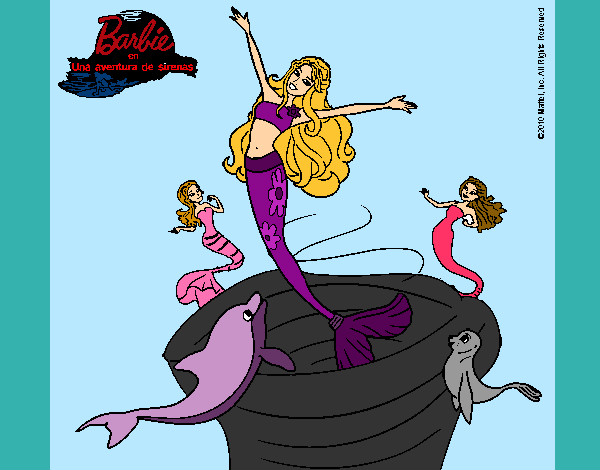 Dibujo Barbie sirena contenta pintado por Sulamita