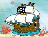 Dibujo Barco pirata pintado por tecomates