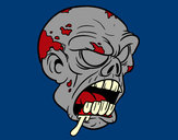 Dibujo Cabeza de zombi pintado por comic