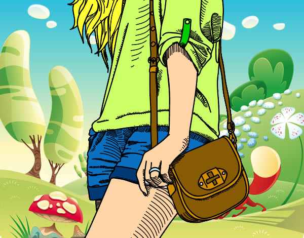 Dibujo Chica con bolso pintado por ALOOO