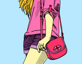 Dibujo Chica con bolso pintado por cassandra1
