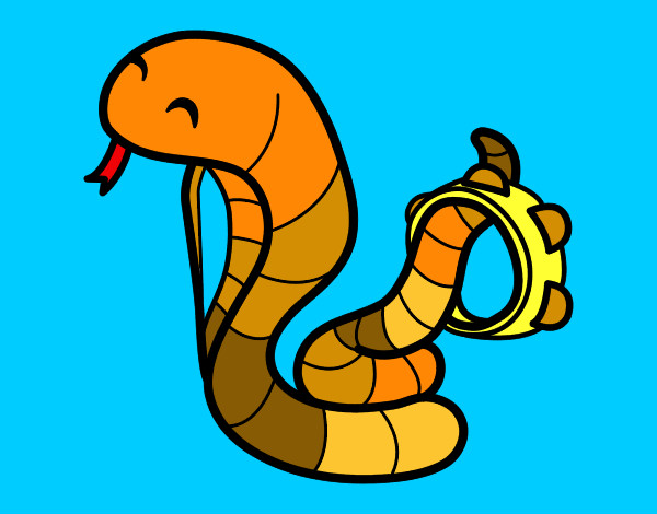 Dibujo Cobra con pandereta pintado por irene23