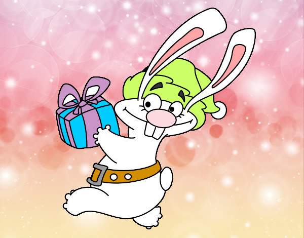 Dibujo Conejo con regalo pintado por paolalizet