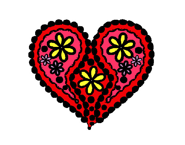 Dibujo Corazón de flores pintado por aruu