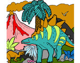 Dibujo Familia de Tuojiangosaurios pintado por giova