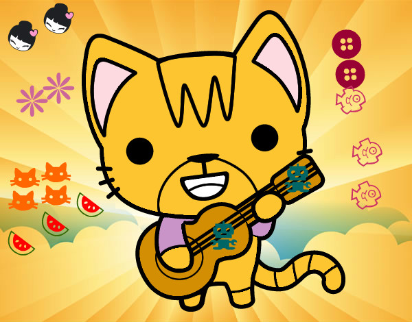 gatito con guitarra
