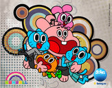 Dibujo Gumball y amigos contentos pintado por fran56