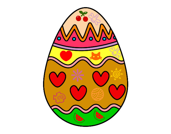 Dibujo Huevo con corazones pintado por alejan21