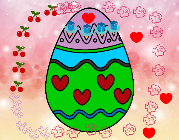 Dibujo Huevo con corazones pintado por axel9