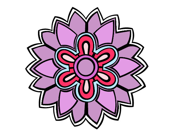 Dibujo Mándala con forma de flor weiss pintado por Barvi