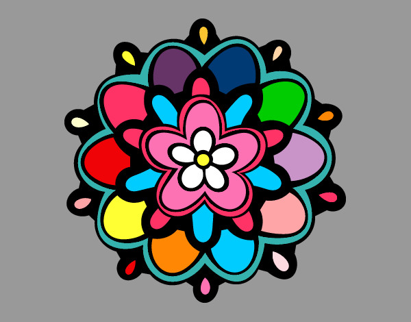 Dibujo Mándala con una flor pintado por cielogpe