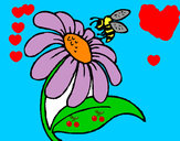 Dibujo Margarita con abeja pintado por davitd